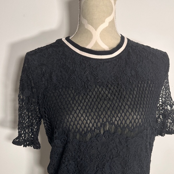 Black lace chiffon blouse - Picture 2 of 3
